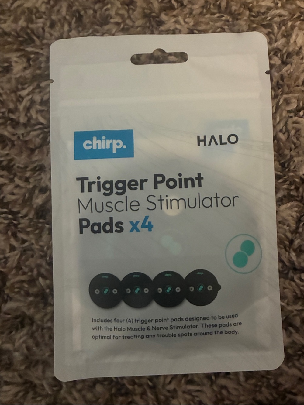 Chirp Halo Trigger Point Muscle Stimulator Replacement Pads 4 Pack New TENS EMS